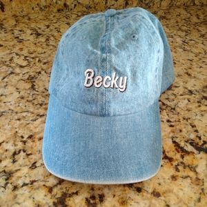 BECKY!! NEW Denim Baseball Cap Hat Mean Girls Logo